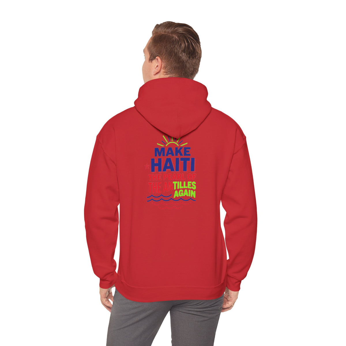 Make Haiti The Pearl of the Antilles Again Hoodie — Cartoon Figure Back Print
