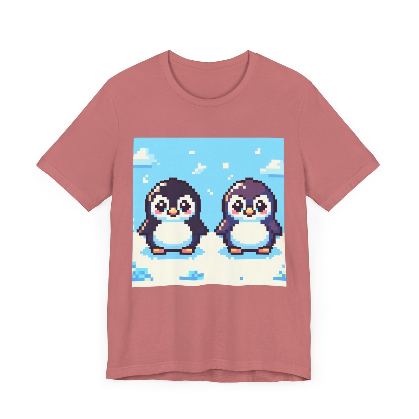 Cute Pixel Penguin Unisex Tee - Fun & Playful Short Sleeve Shirt for Animal Lovers