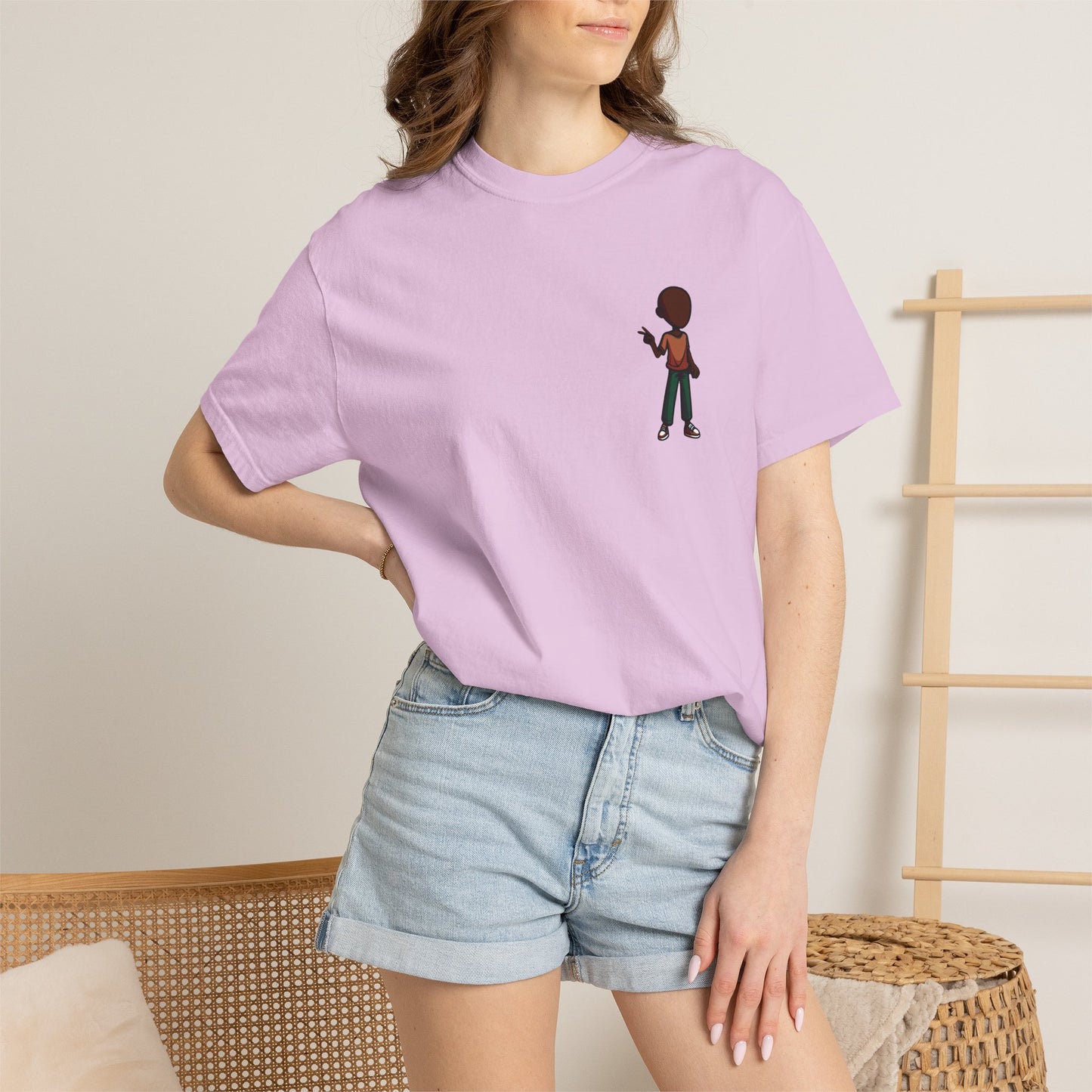 Minimalist Little Boy Graphic T-Shirt — Small Chest Illustration, Casual Kids/Youth Tee