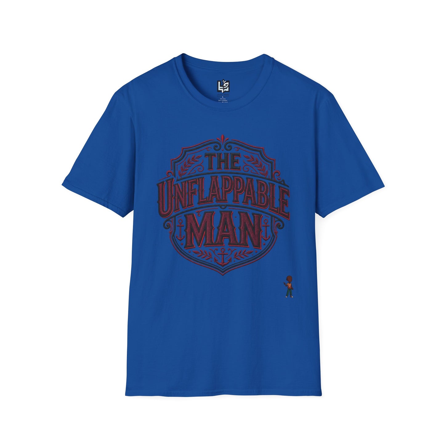The Unflappable Man T-Shirt — Vintage Shield Graphic Tee for Confident Guys