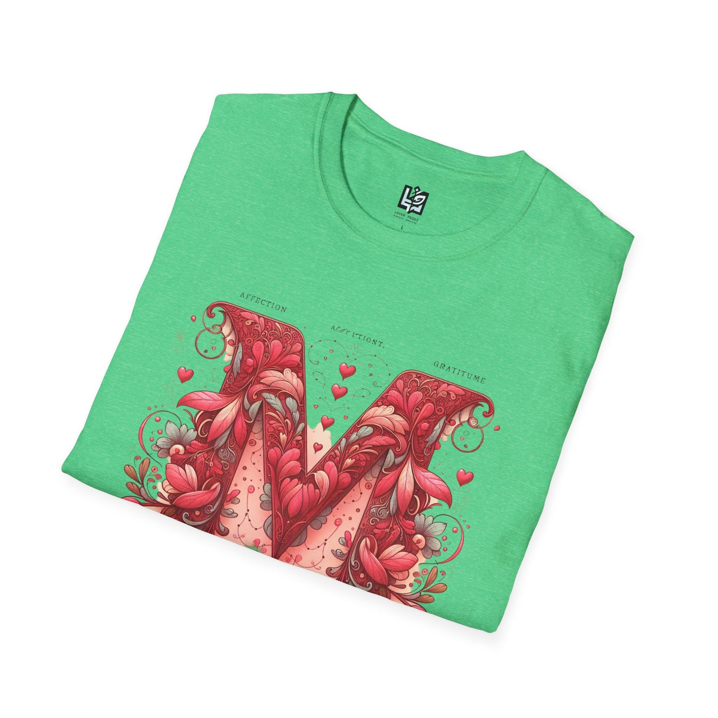 Floral Letter 'M' Unisex Softstyle T-Shirt - Perfect for Celebrations and Self-Expression