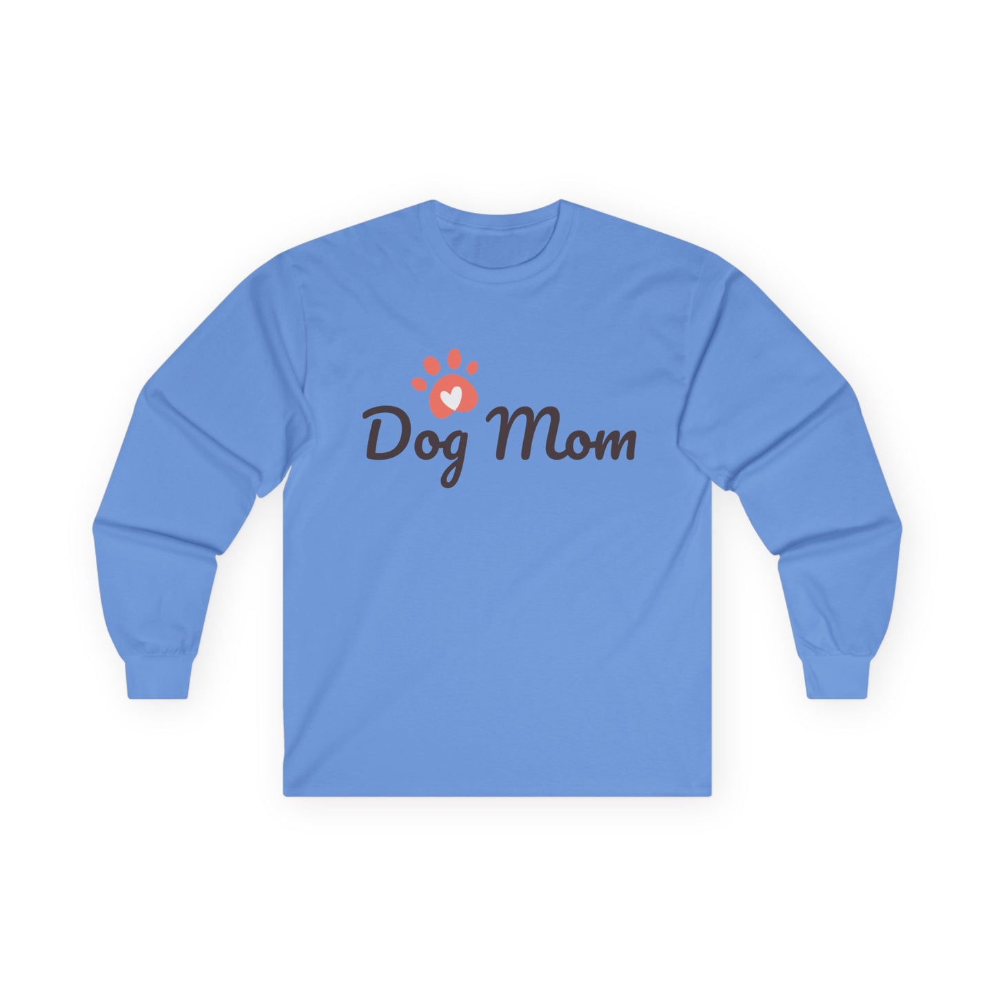 Dog Mom Long Sleeve Tee — Paw Print Graphic Shirt for Dog Lovers