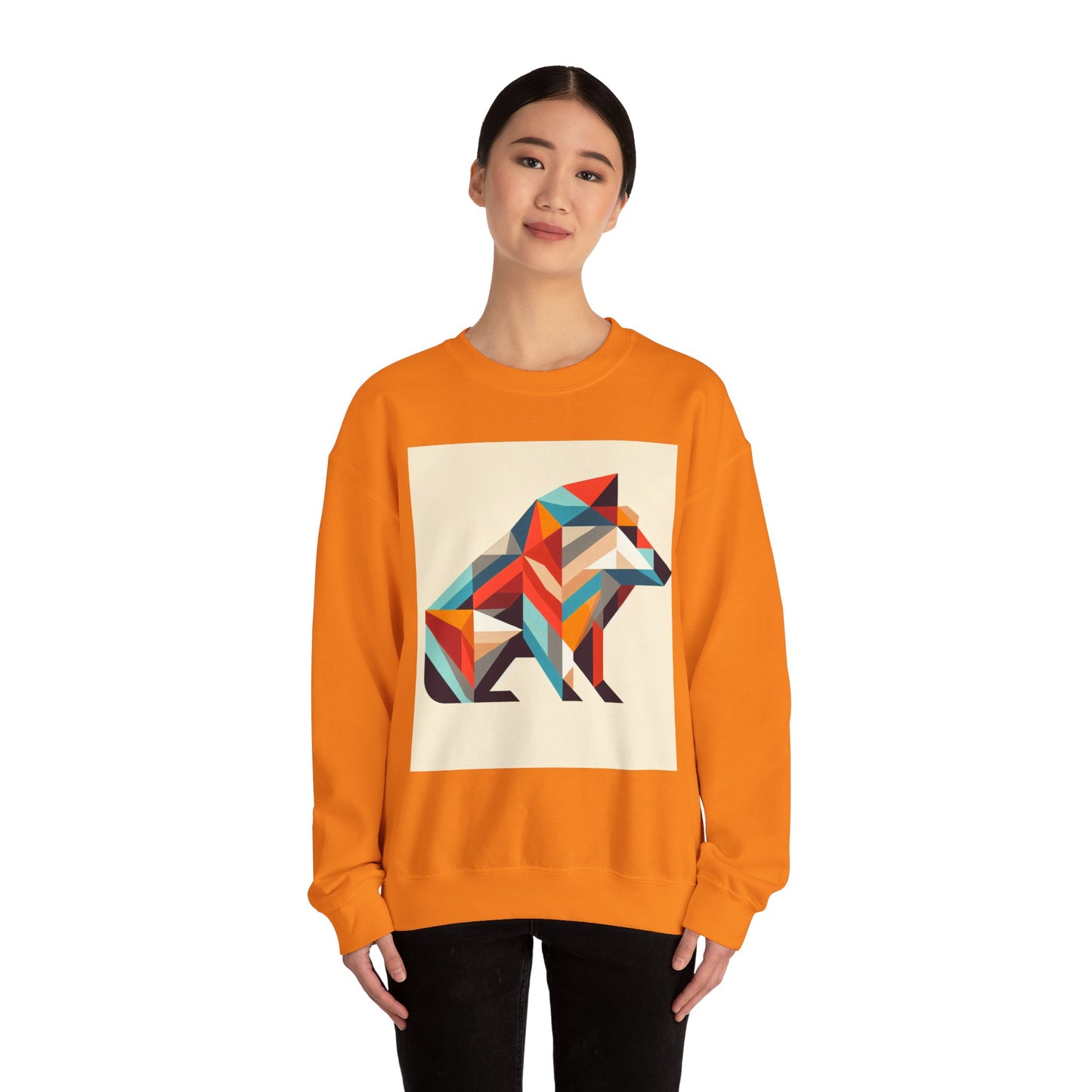 Geometric Wolf Crewneck Sweatshirt - Inspirational Quote Apparel