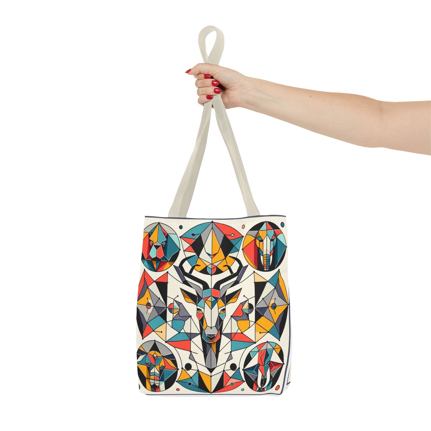 Colorful Geometric Animal Tote Bag - Eco-Friendly & Stylish