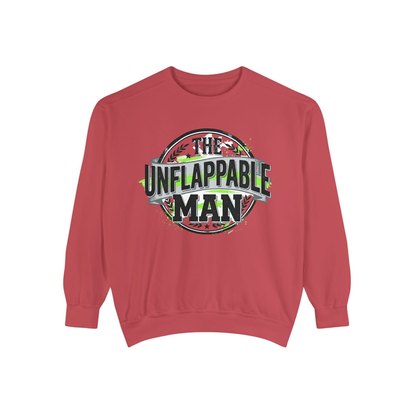 The Unflappable Man Sweatshirt — Retro Badge Graphic Crewneck