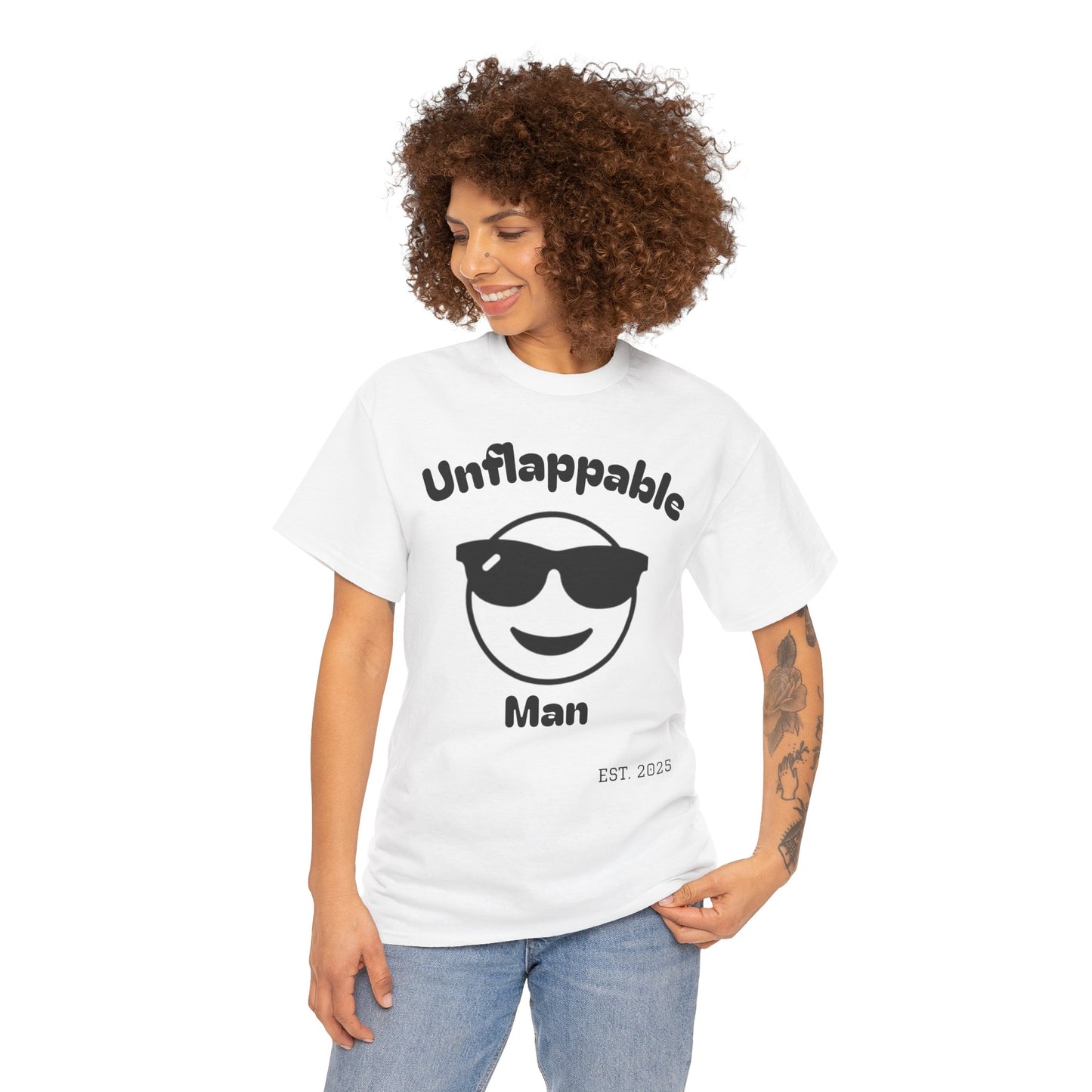 Unisex Heavy Cotton Tee - Unflappable Man Graphic Tee for Chill Vibes
