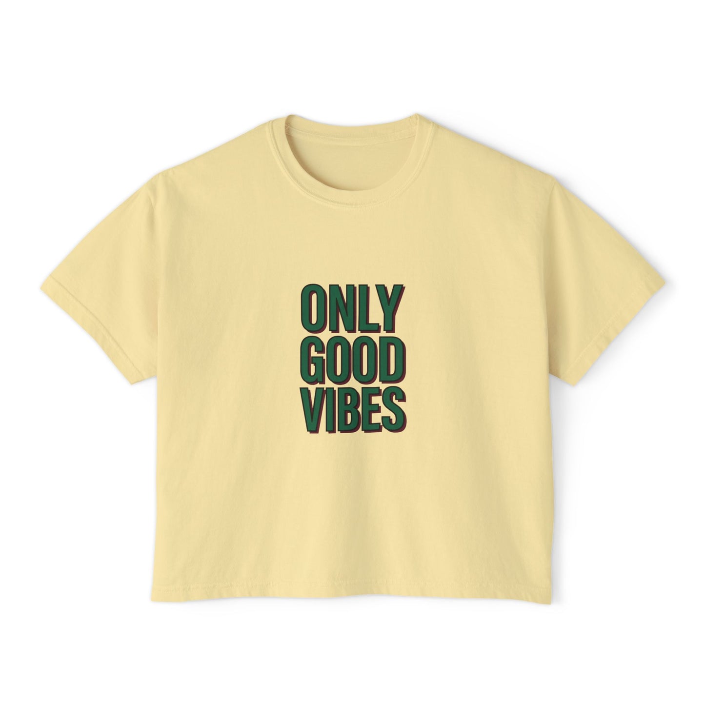 Only Good Vibes Boxy Tee — Women's Positive Graphic Crop T-Shirt