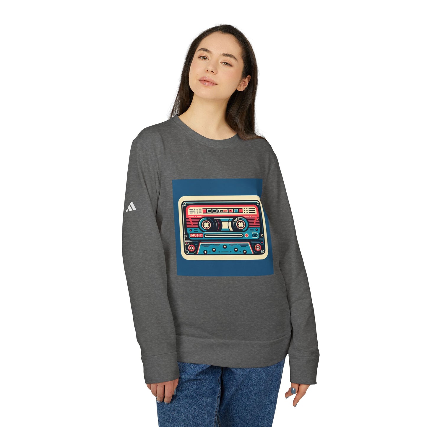 Retro Cassette Tape Design Fleece Crewneck Sweatshirt | Unisex Cozy Apparel