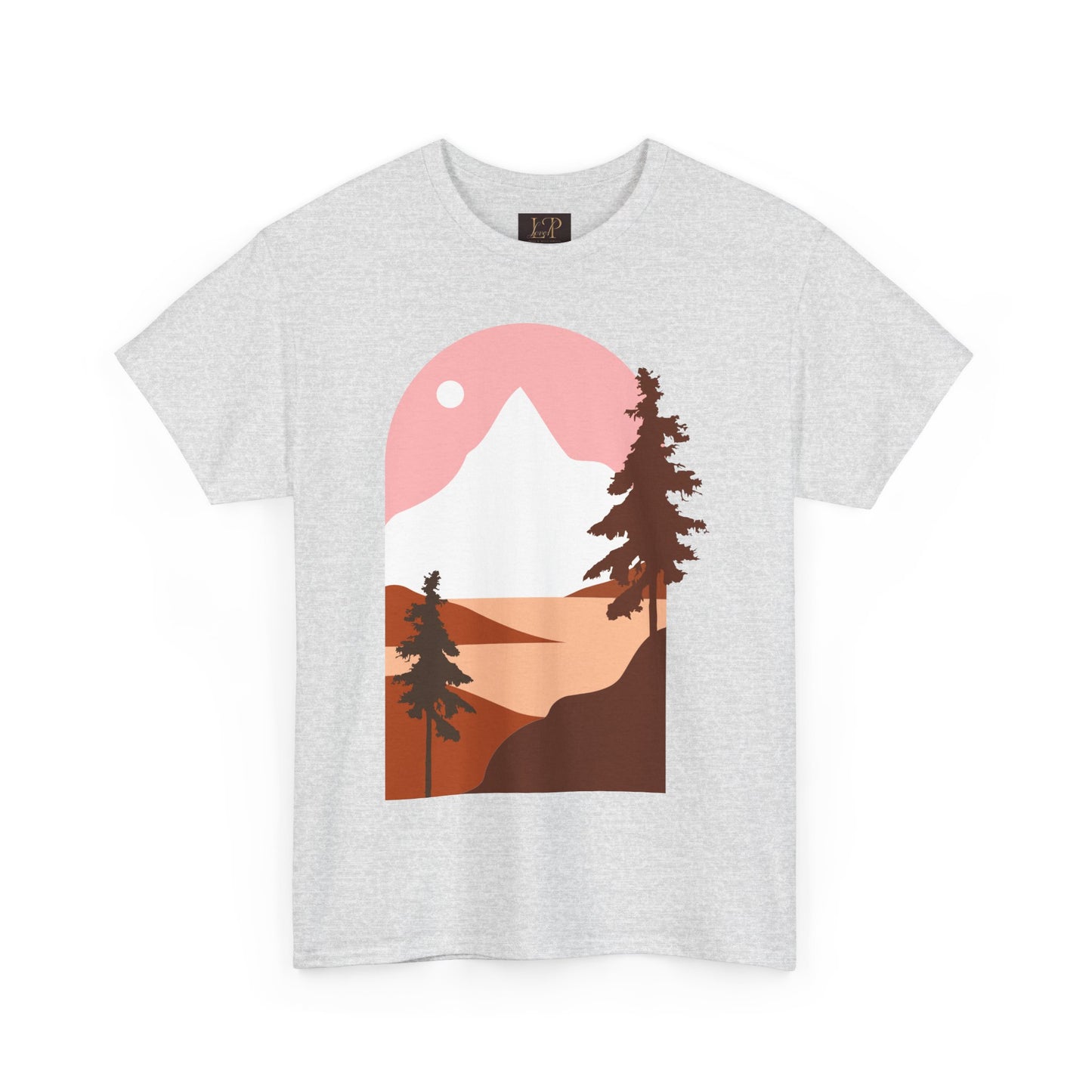 Mountain Sunset Unisex Heavy Cotton Tee - Nature Lover's Graphic T-Shirt