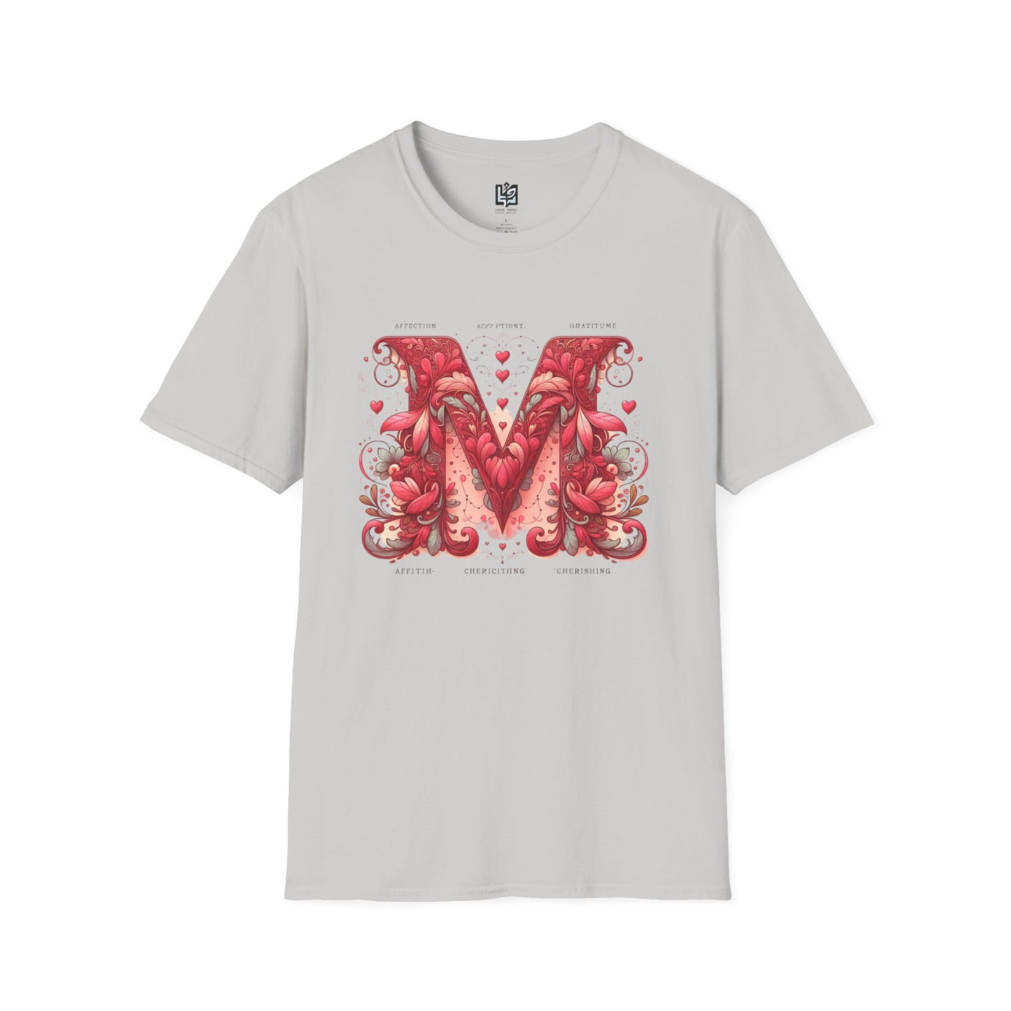 Floral Letter 'M' Unisex Softstyle T-Shirt - Perfect for Celebrations and Self-Expression