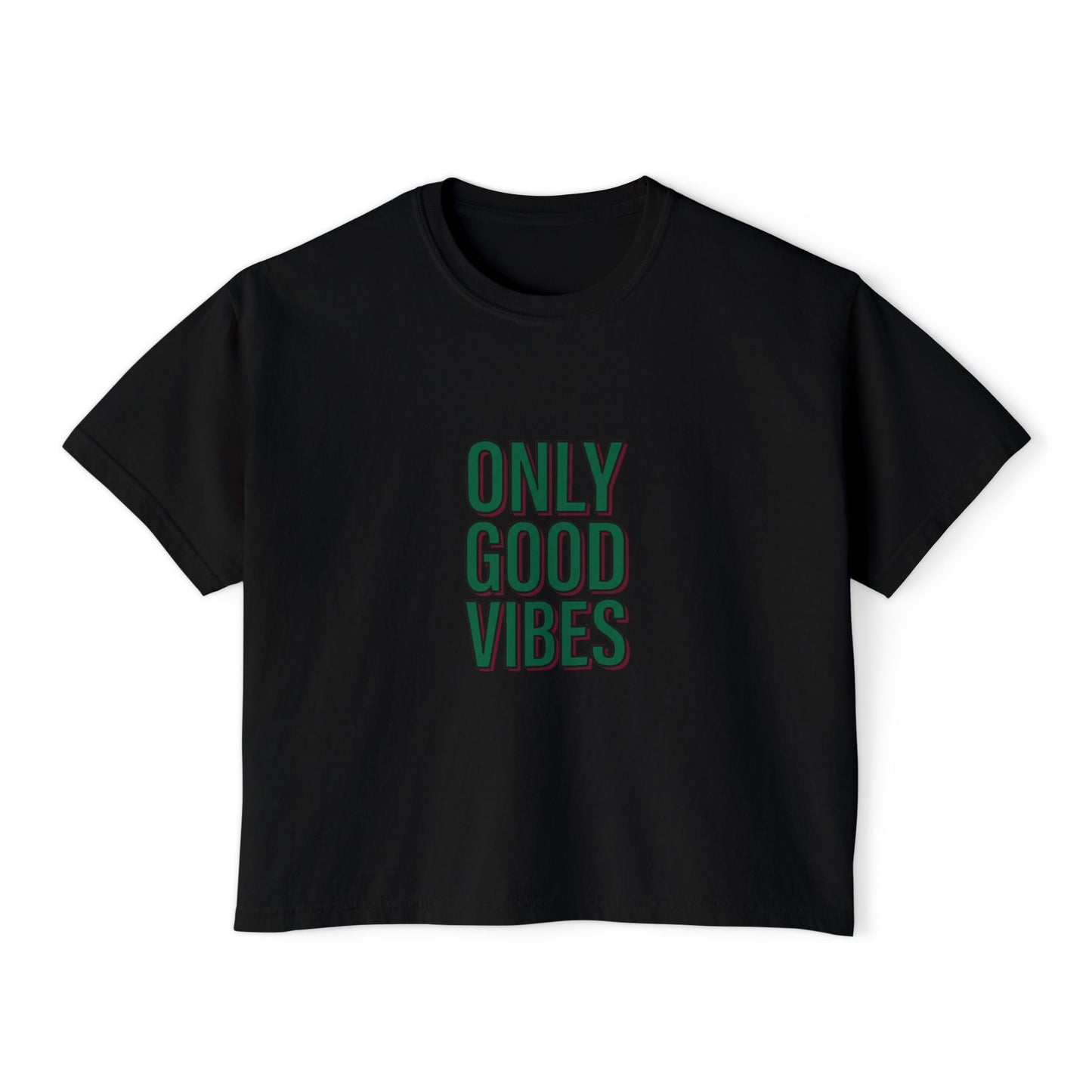 Only Good Vibes Boxy Tee — Women's Positive Graphic Crop T-Shirt