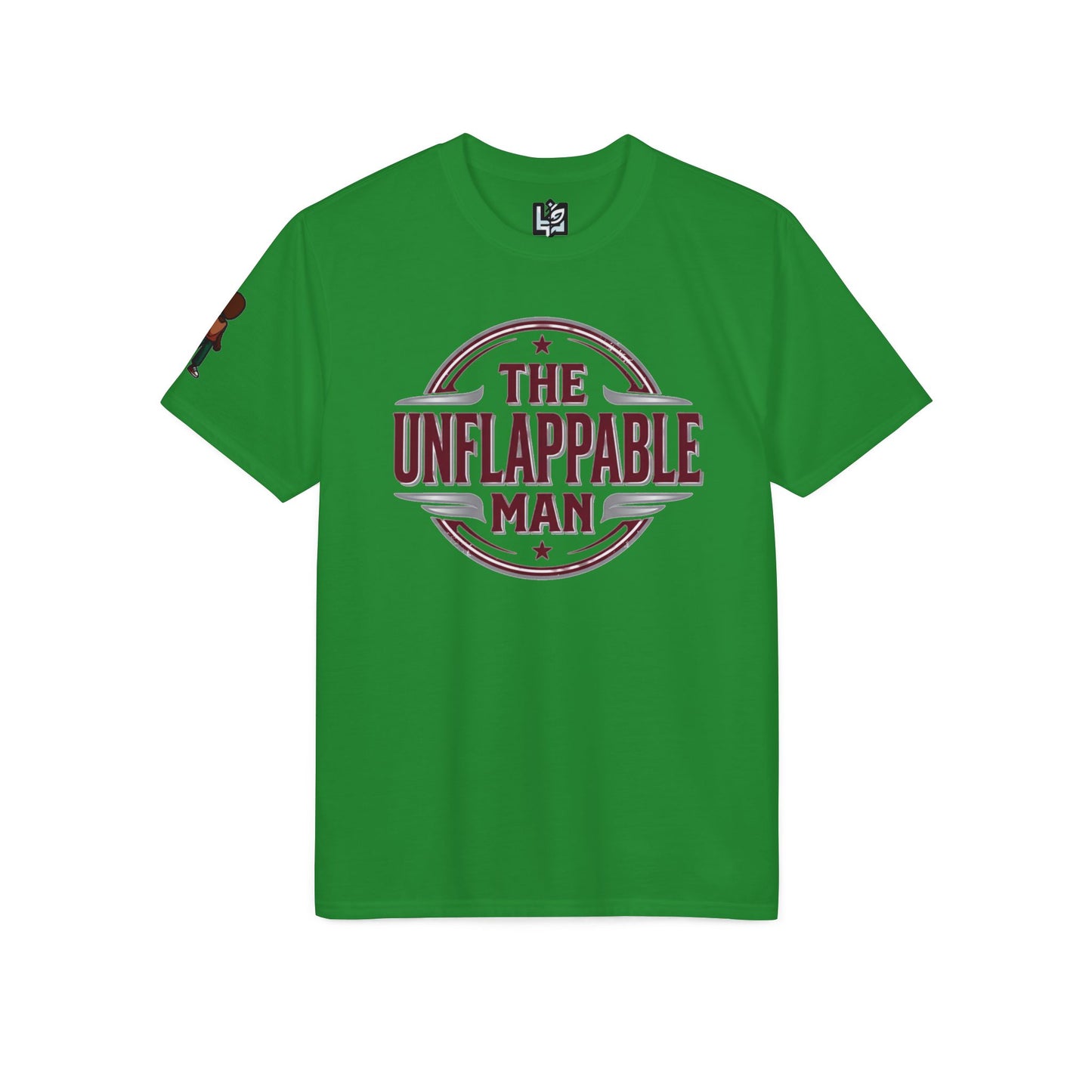 The Unflappable Man T-Shirt – Vintage Badge Graphic Tee for Calm, Confident Guys