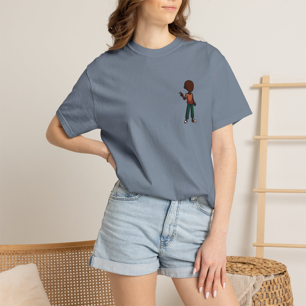 Minimalist Little Boy Graphic T-Shirt — Small Chest Illustration, Casual Kids/Youth Tee