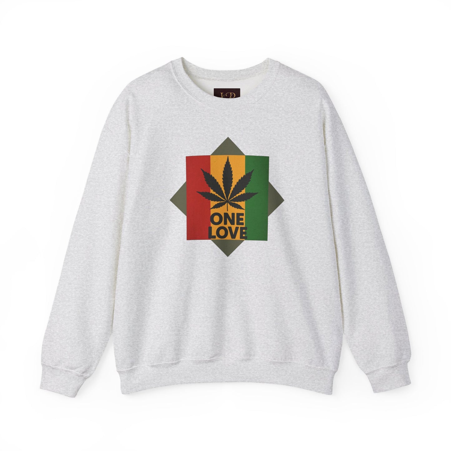 One Love Cannabis Crewneck Sweatshirt | Unisex Pullover | Cozy Streetwear, Gift for Stoners, Rasta Style Sweatshirt, Chill Vibes Apparel