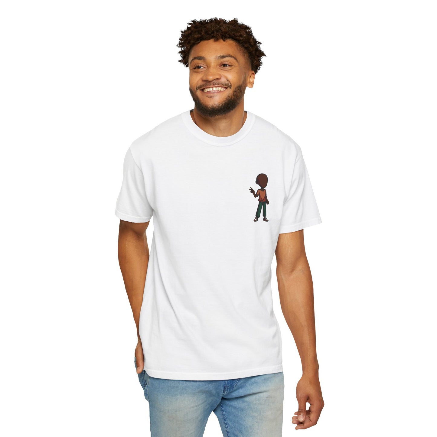 Minimalist Little Boy Graphic T-Shirt — Small Chest Illustration, Casual Kids/Youth Tee