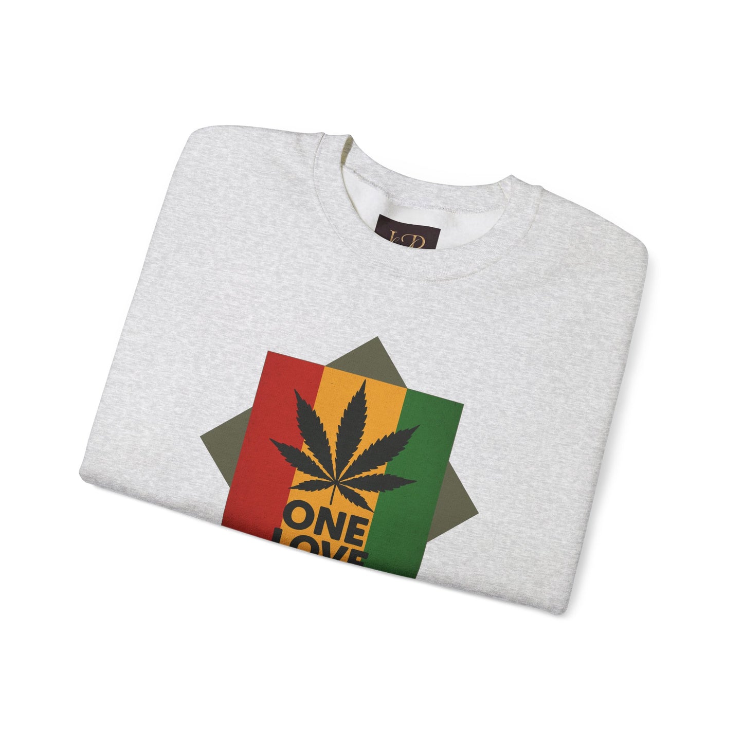 One Love Cannabis Crewneck Sweatshirt | Unisex Pullover | Cozy Streetwear, Gift for Stoners, Rasta Style Sweatshirt, Chill Vibes Apparel