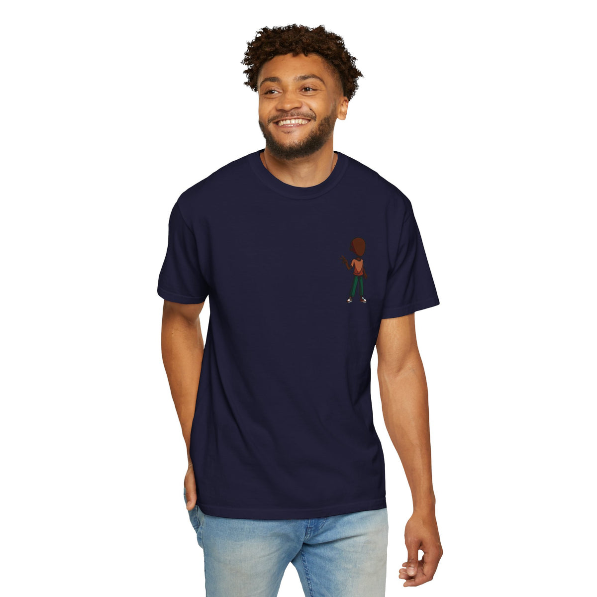 Minimalist Little Boy Graphic T-Shirt — Small Chest Illustration, Casual Kids/Youth Tee