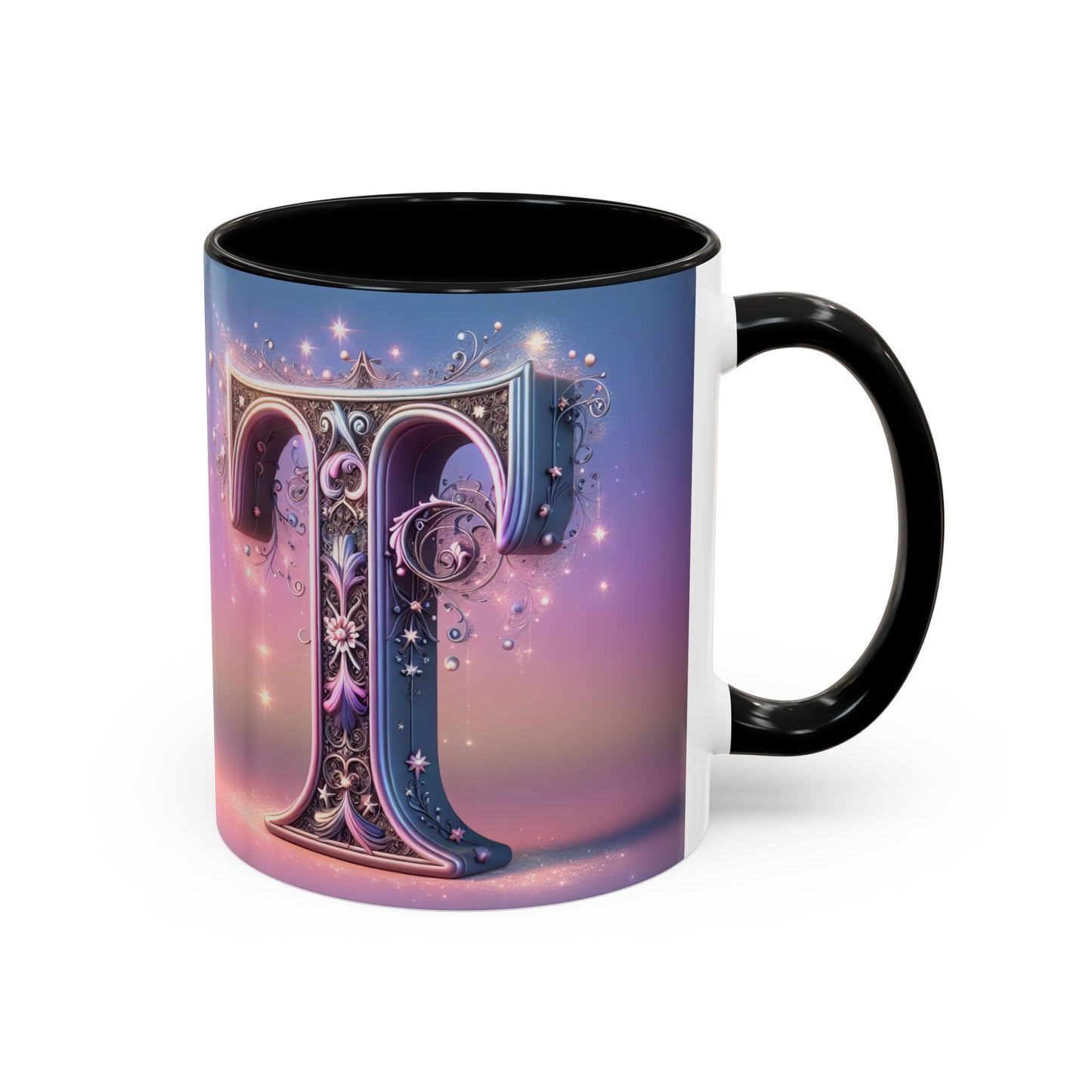 Elegant Decorative Letter "T" Coffee Mug - 11 & 15oz - Perfect Gift for Coffee Lovers!