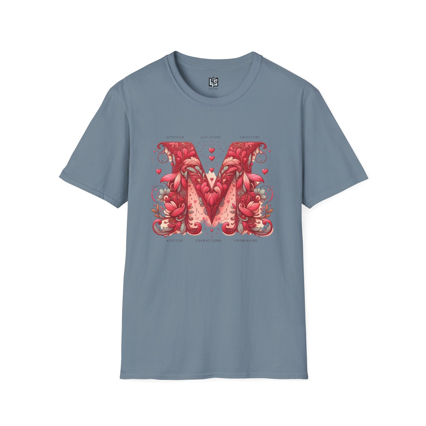 Floral Letter 'M' Unisex Softstyle T-Shirt - Perfect for Celebrations and Self-Expression