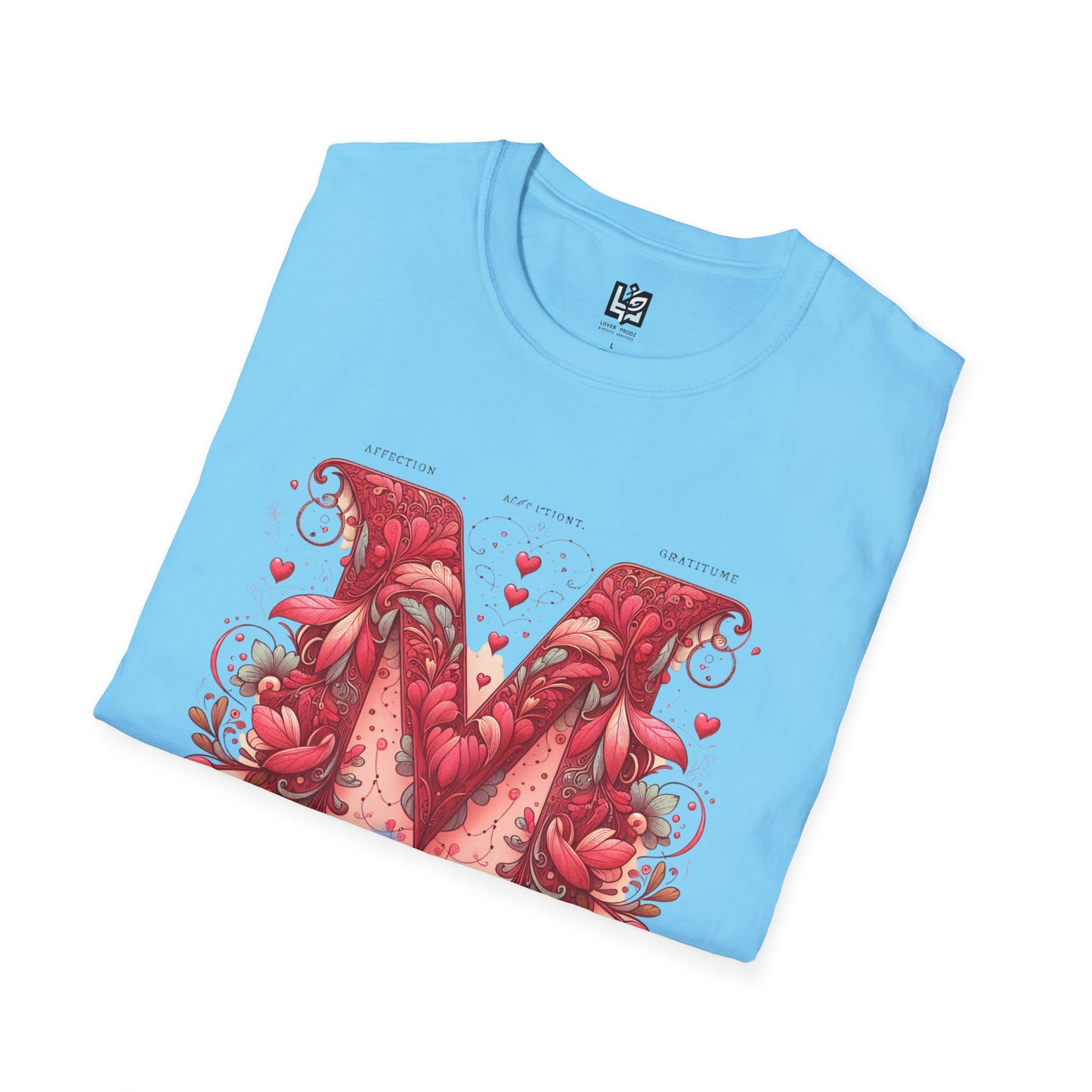 Floral Letter 'M' Unisex Softstyle T-Shirt - Perfect for Celebrations and Self-Expression