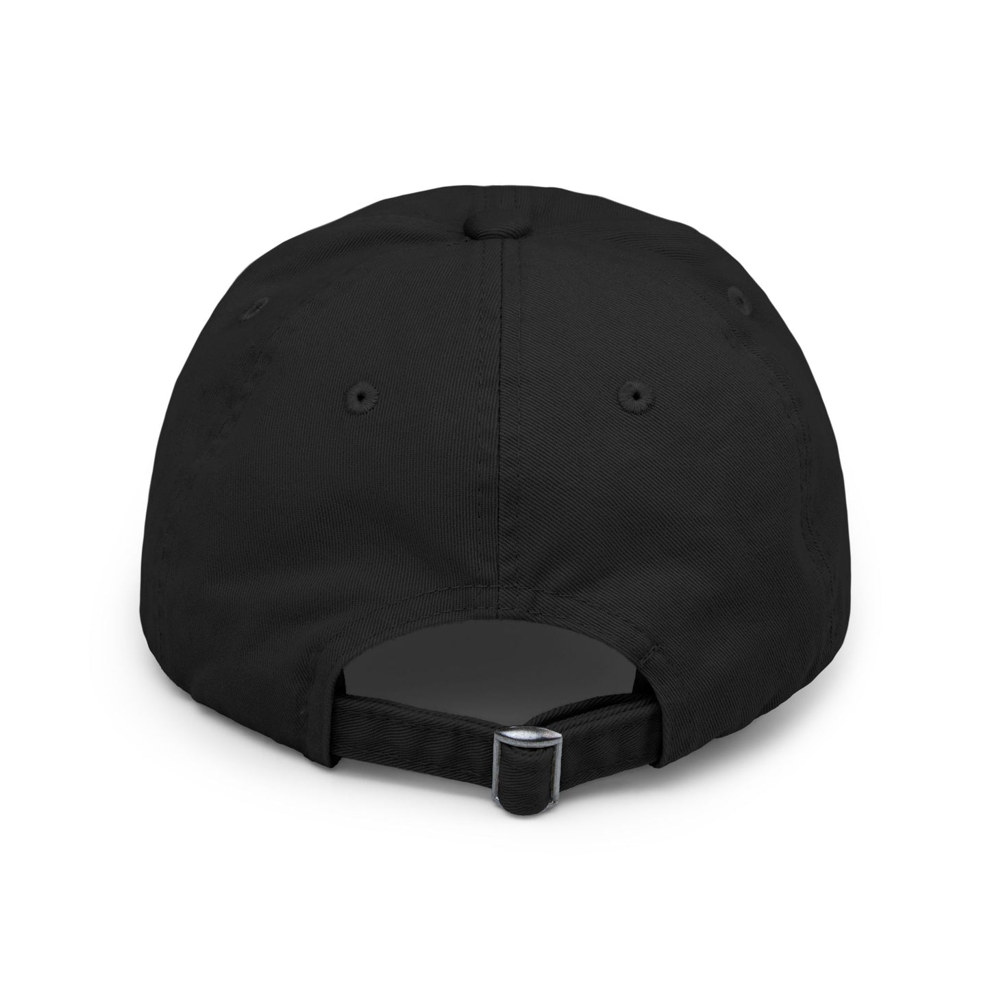 Distressed Black Dad Hat with Retro Boy Graphic — Casual Streetwear Cap