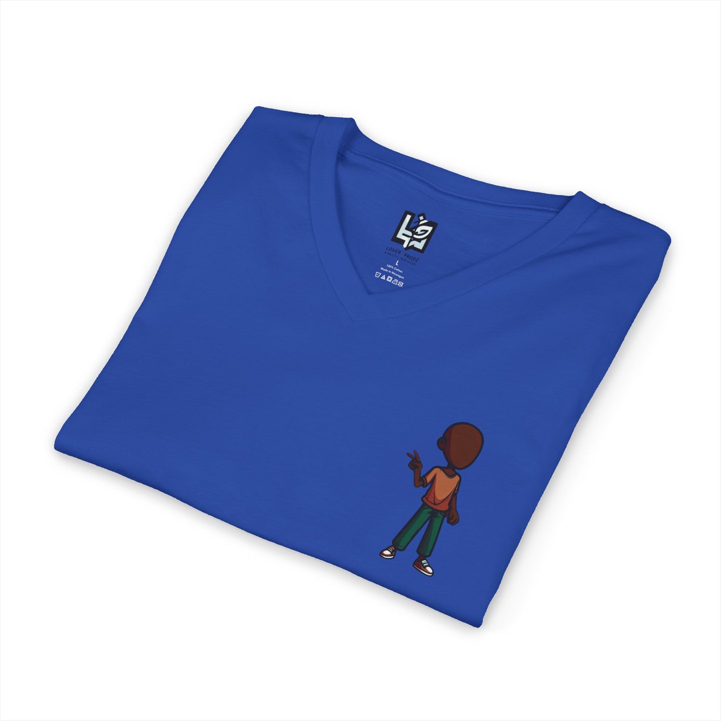 Minimalist Kid with Phone V-Neck Tee