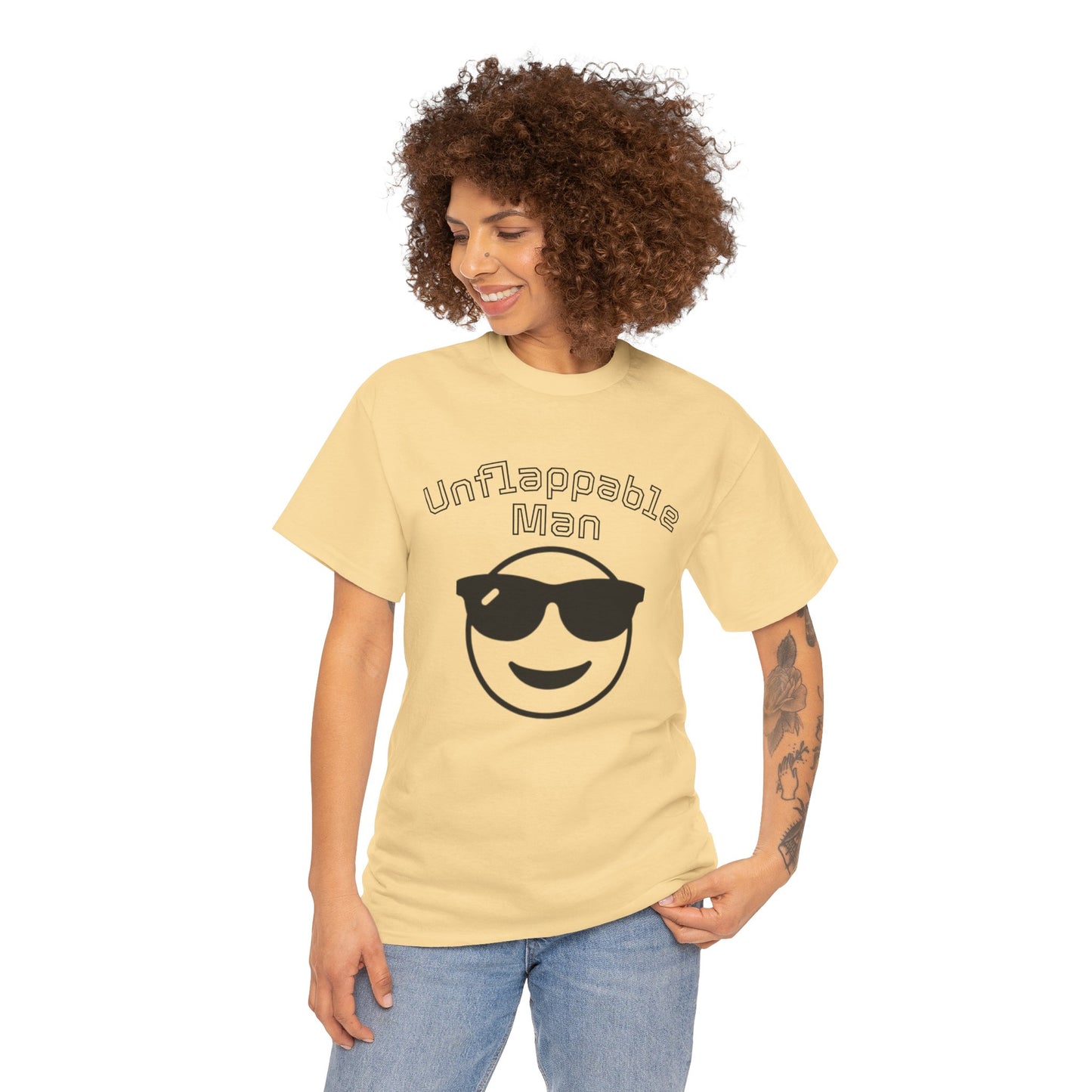 Unflappable Man Unisex Heavy Cotton Tee, Cool Graphic T-Shirt for Men, Perfect Gift for Birthdays, Casual Wear, Outdoor Activities