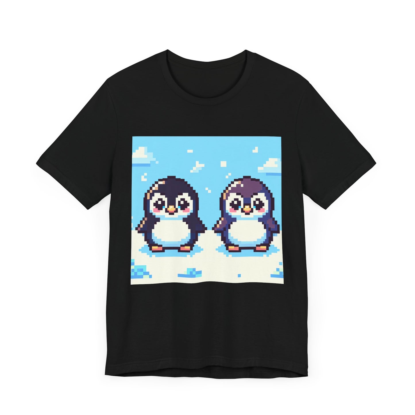 Cute Pixel Penguin Unisex Tee - Fun & Playful Short Sleeve Shirt for Animal Lovers