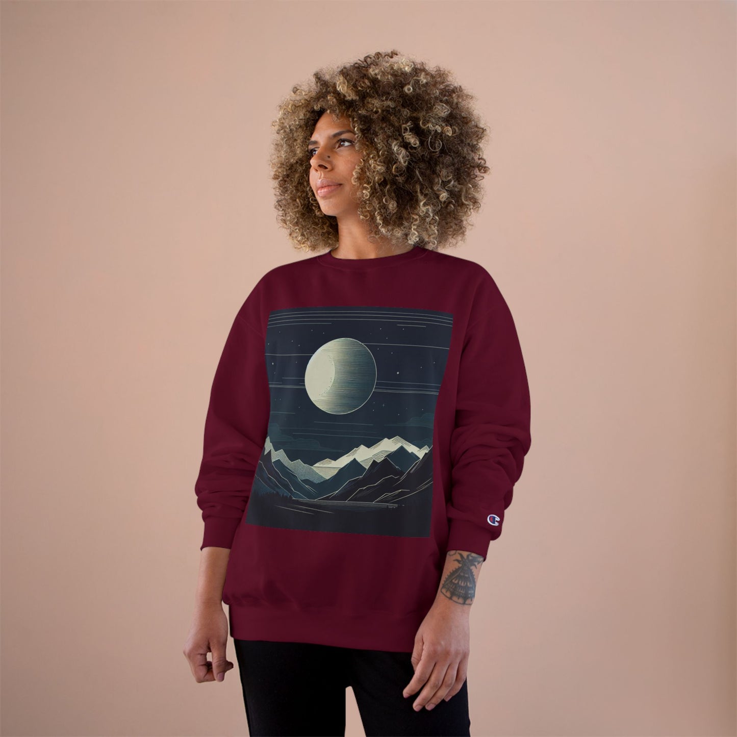 Celestial Mountains Champion Sweatshirt - Cozy Night Sky Design