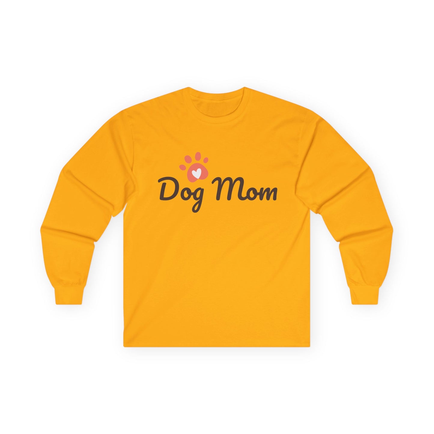 Dog Mom Long Sleeve Tee — Paw Print Graphic Shirt for Dog Lovers