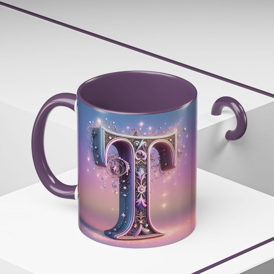 Elegant Decorative Letter "T" Coffee Mug - 11 & 15oz - Perfect Gift for Coffee Lovers!