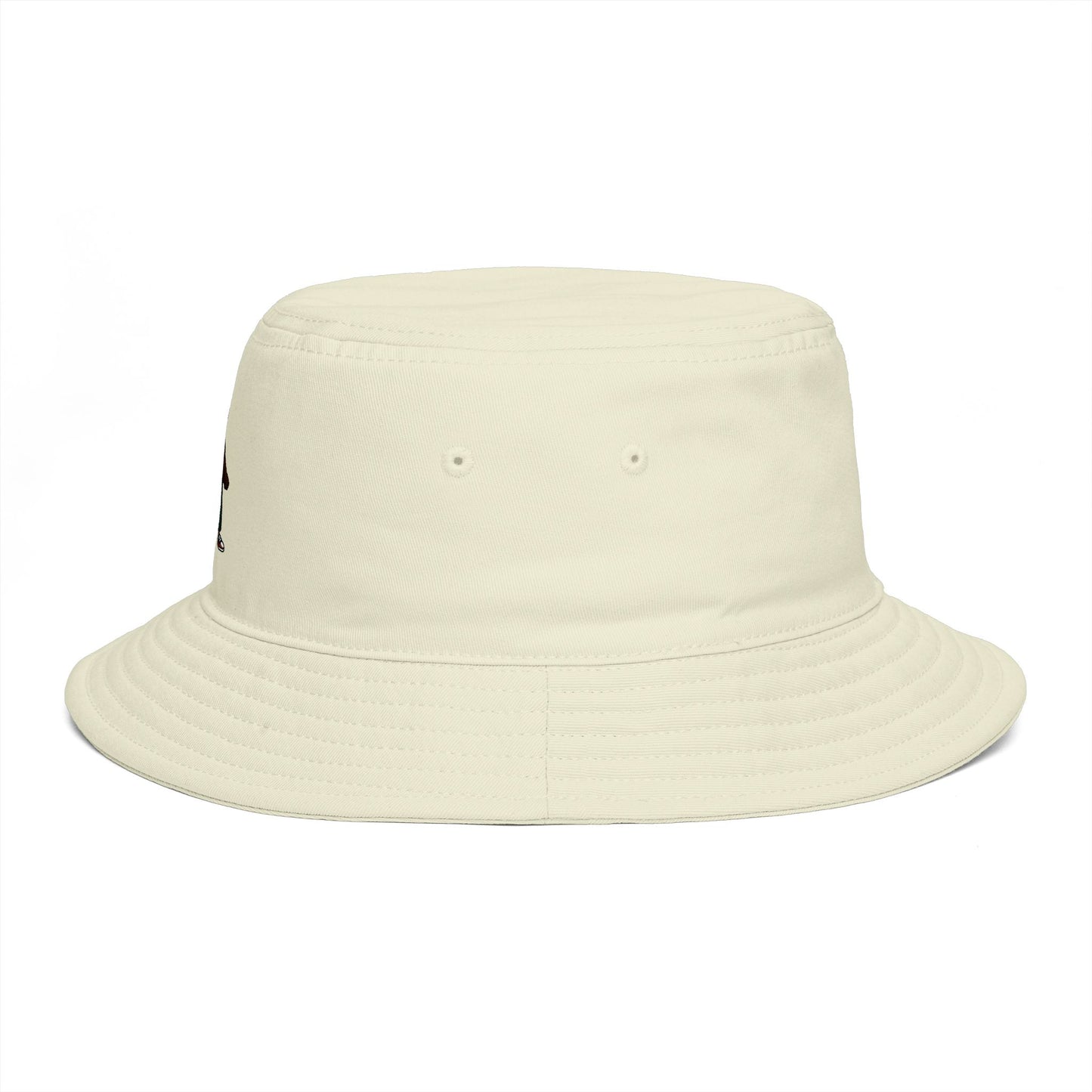 Brown Streetwear Bucket Hat with Small Kid Cartoon Graphic