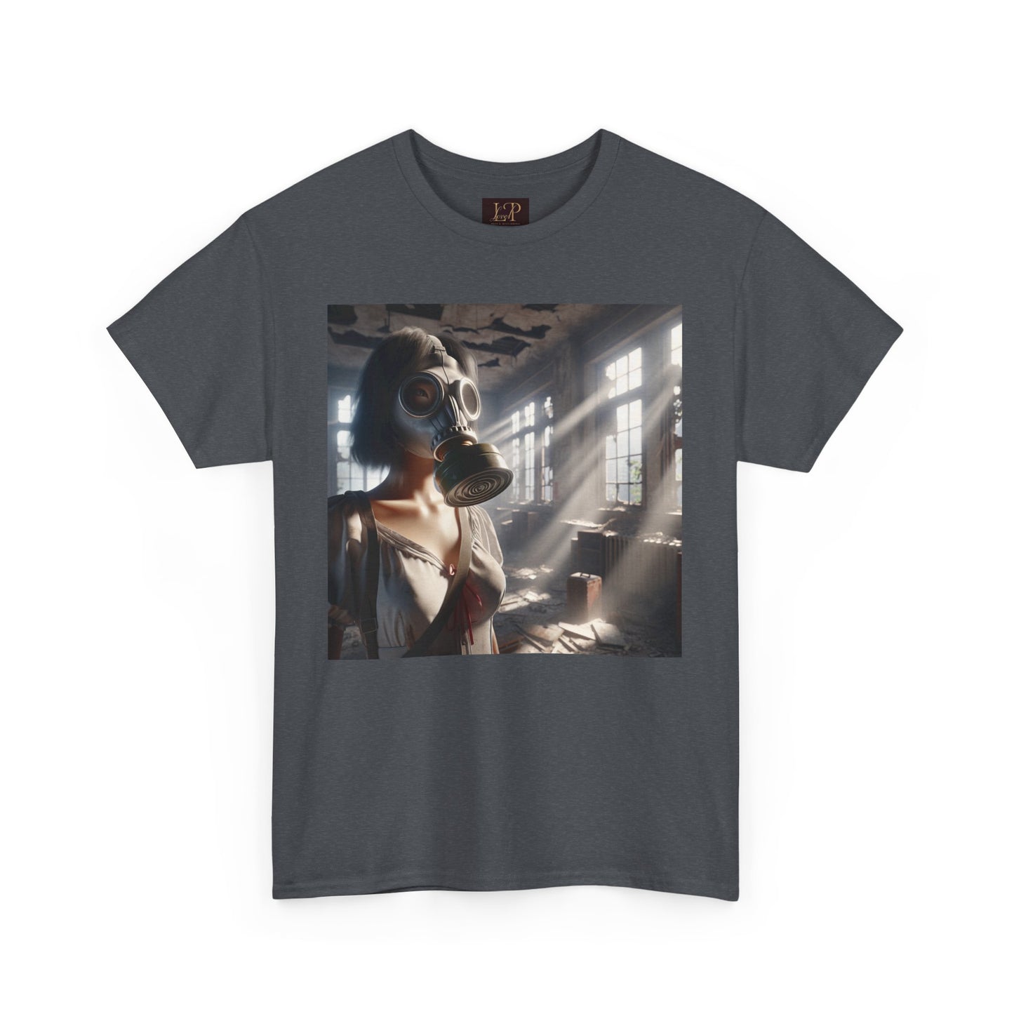 Unisex Heavy Cotton Tee - Vintage Aesthetic Gas Mask Design