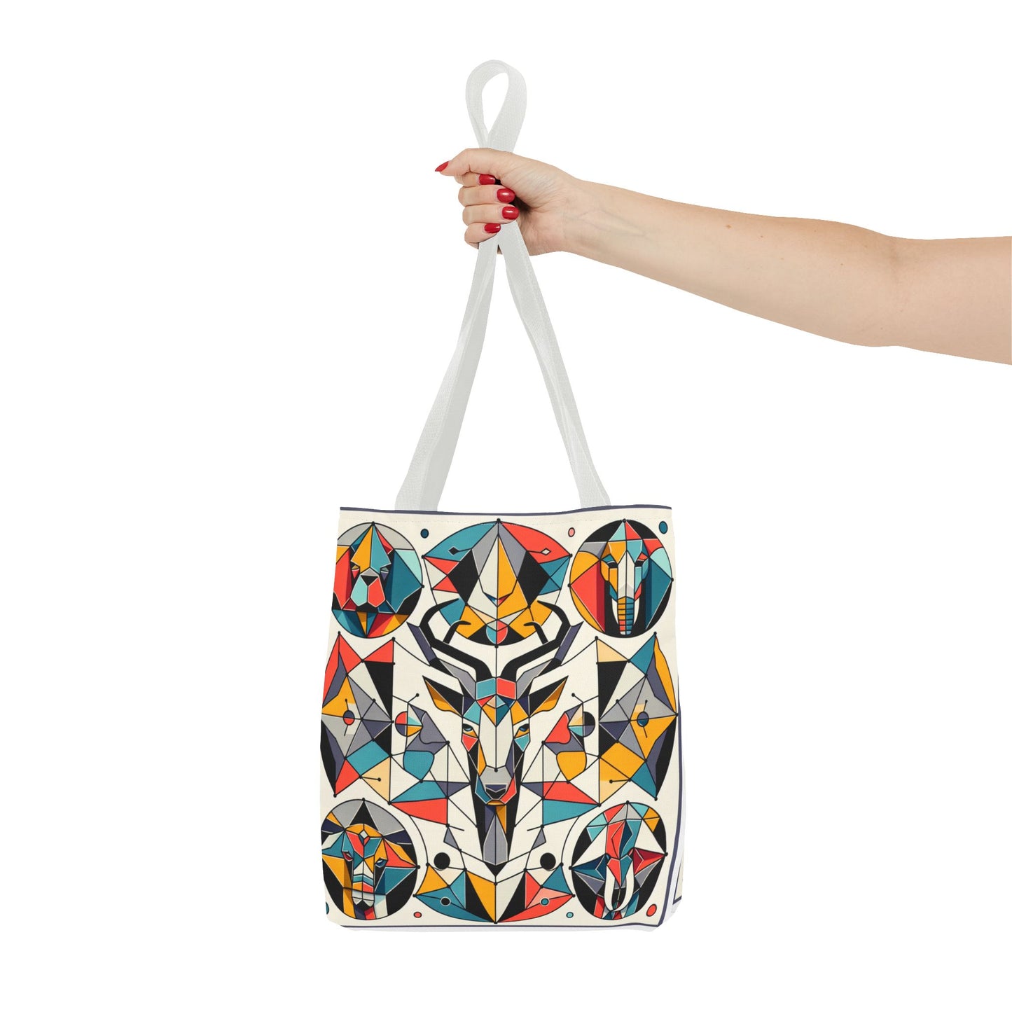 Colorful Geometric Animal Tote Bag - Eco-Friendly & Stylish