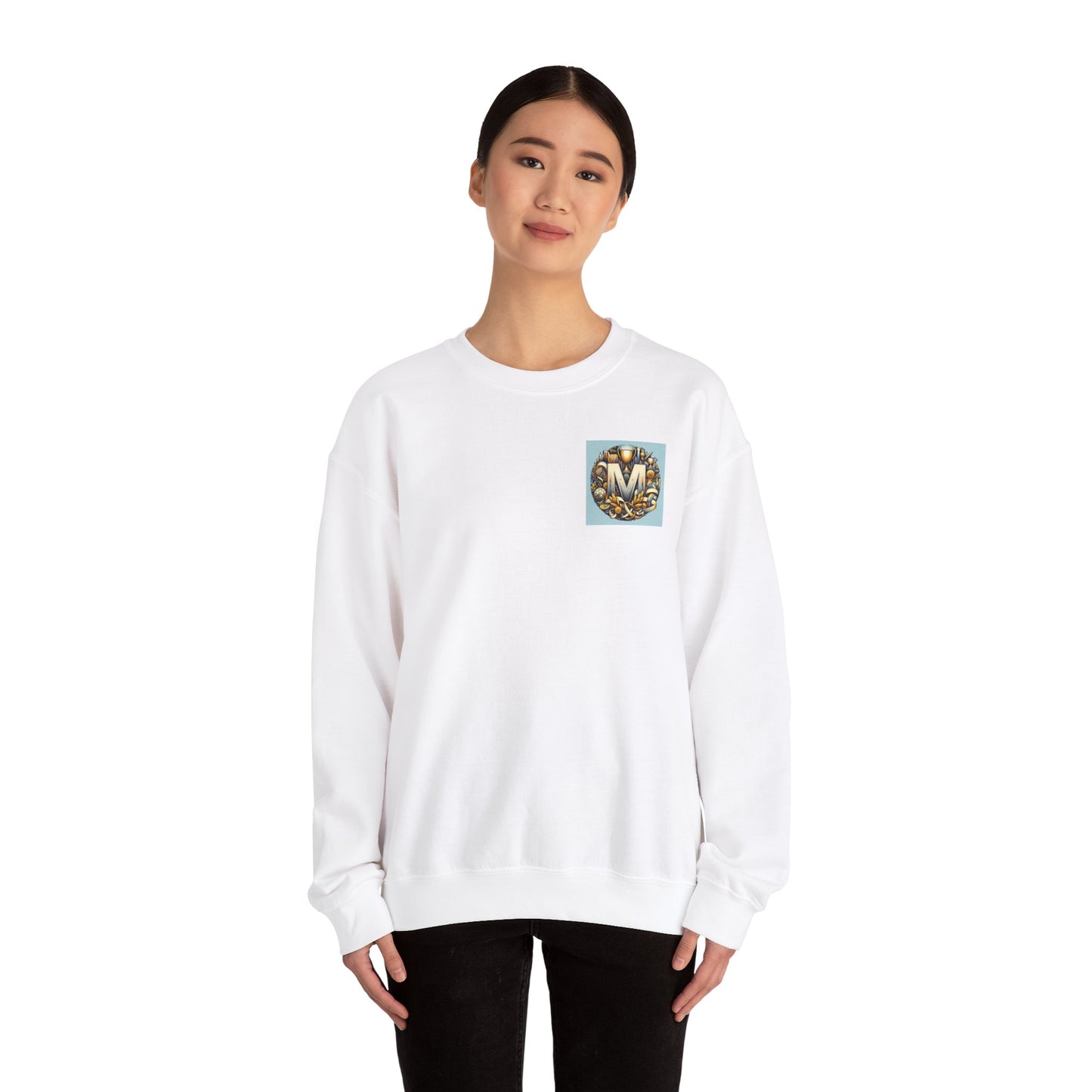 Chic Unisex Crewneck Sweatshirt with Artistic 'M' Design