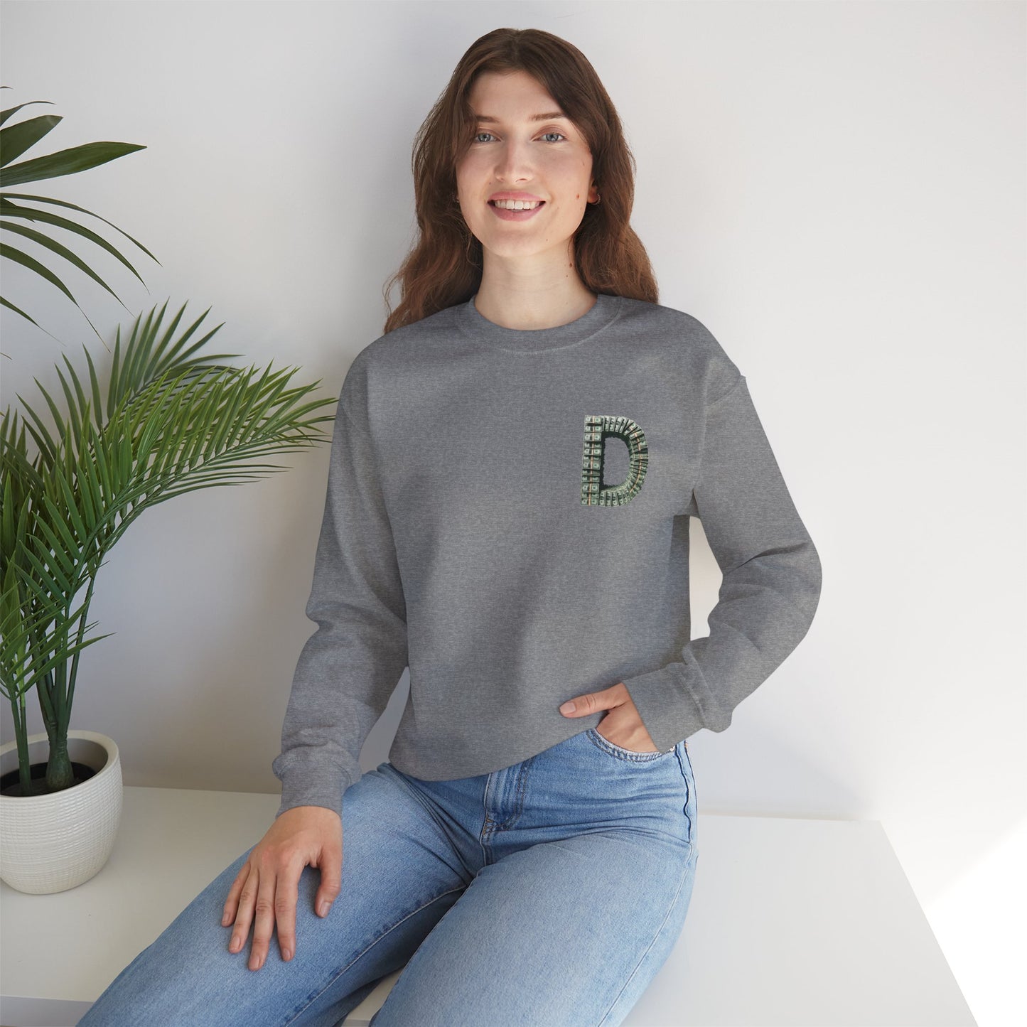 Unisex Crewneck Sweatshirt with 'D' and Dollar Sign Design | Stylish & Cozy Apparel for Casual Days