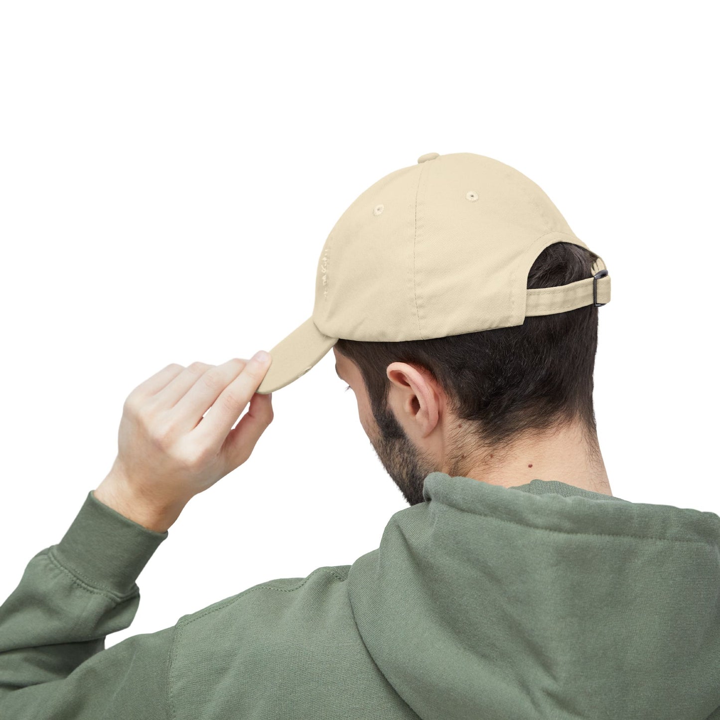Distressed Black Dad Hat with Retro Boy Graphic — Casual Streetwear Cap
