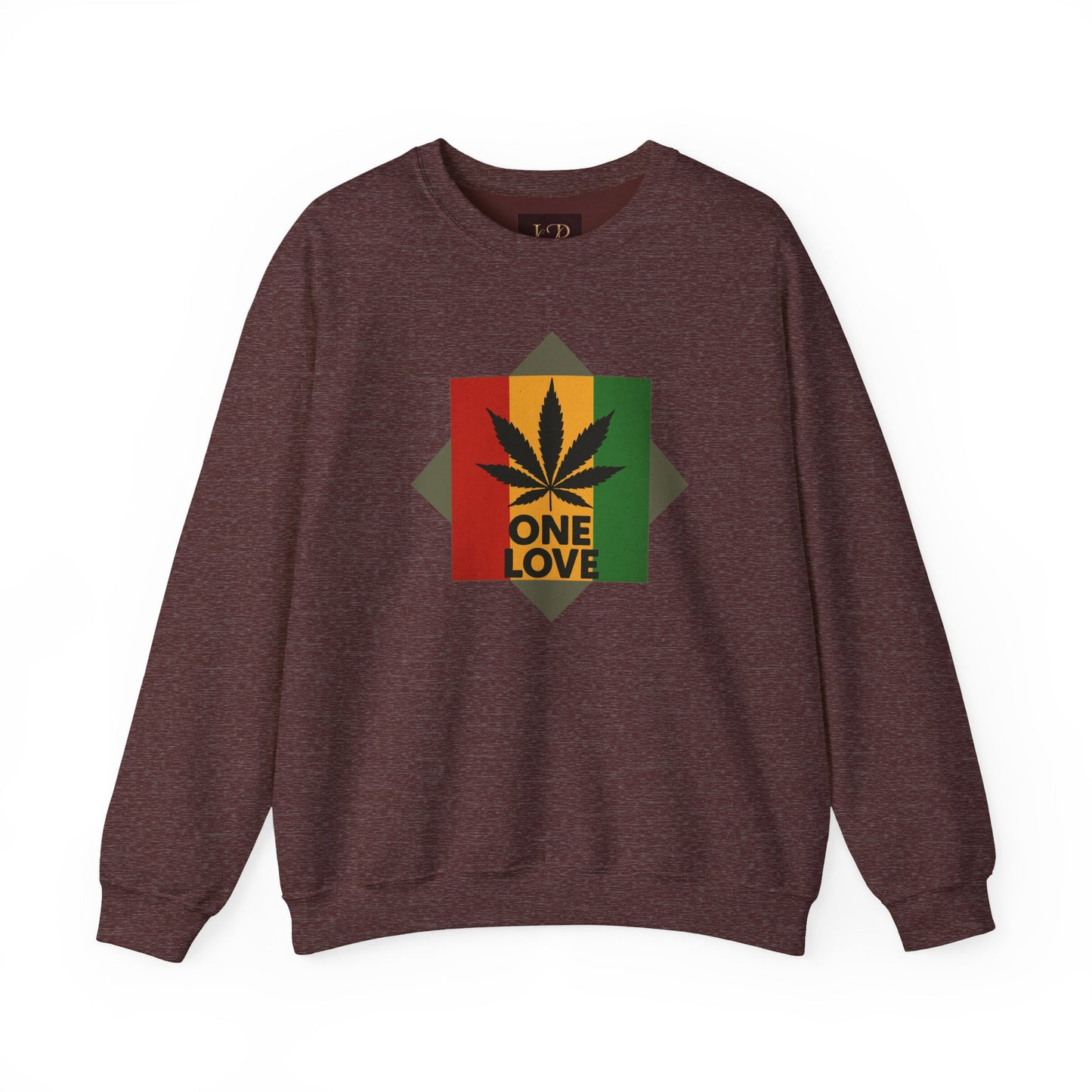 One Love Cannabis Crewneck Sweatshirt | Unisex Pullover | Cozy Streetwear, Gift for Stoners, Rasta Style Sweatshirt, Chill Vibes Apparel