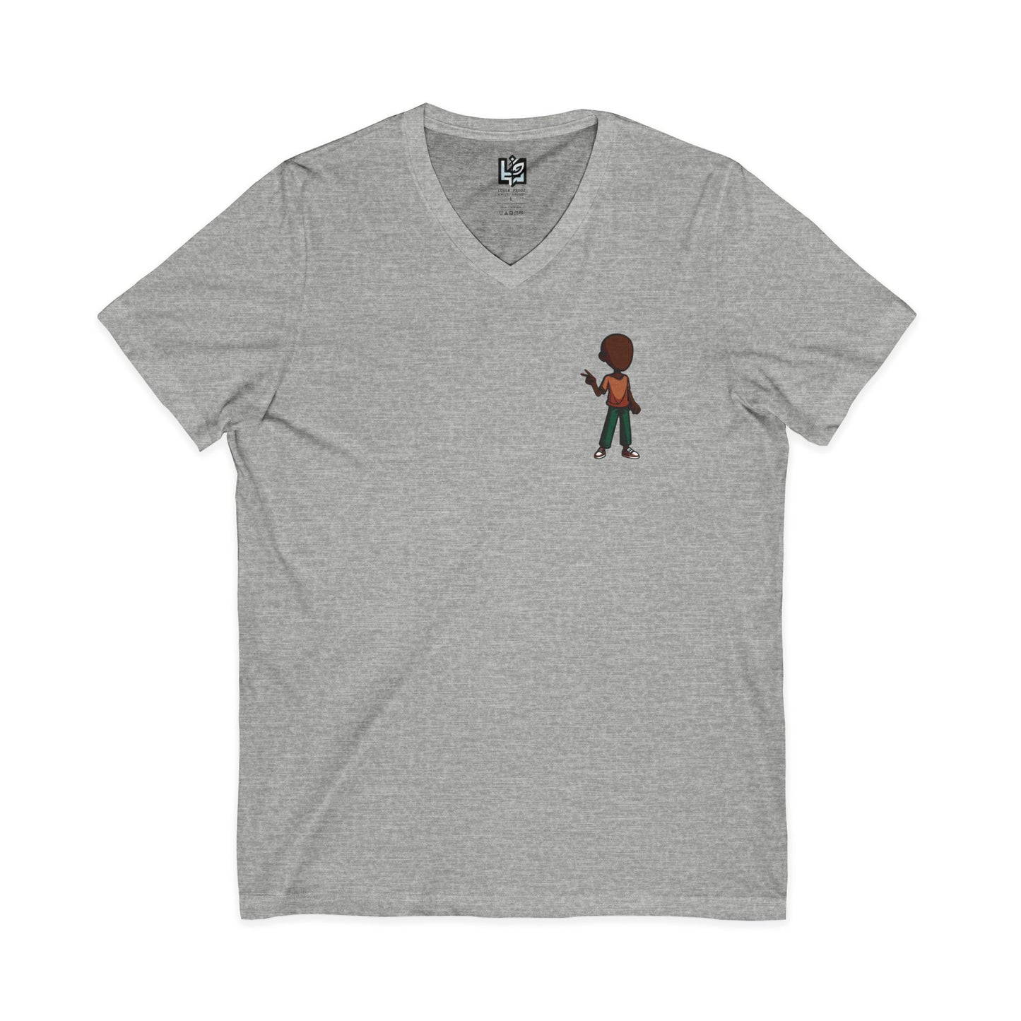 Minimalist Kid with Phone V-Neck Tee