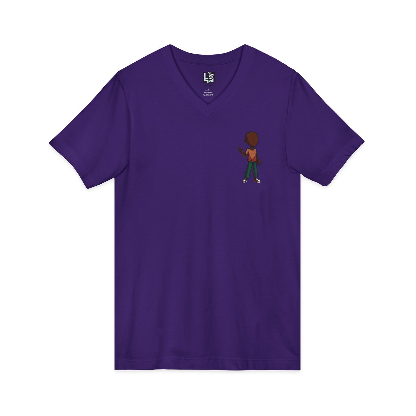 Minimalist Kid with Phone V-Neck Tee