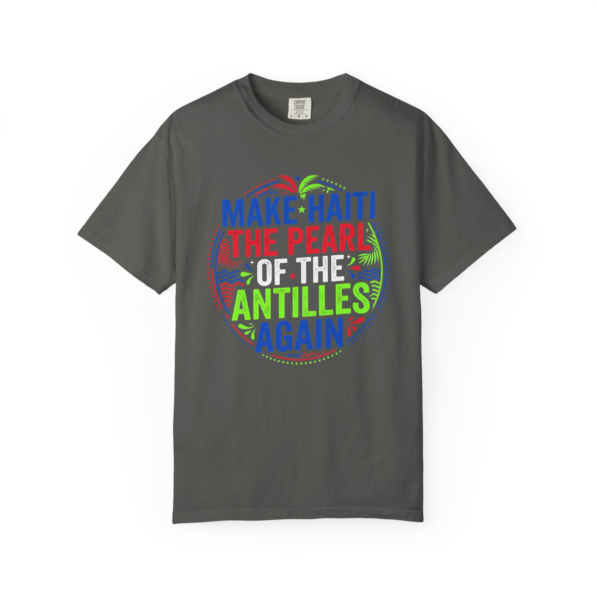 Make Haiti the Pearl — T‑Shirt (Antilles Pride, Colorful Retro Globe Design)