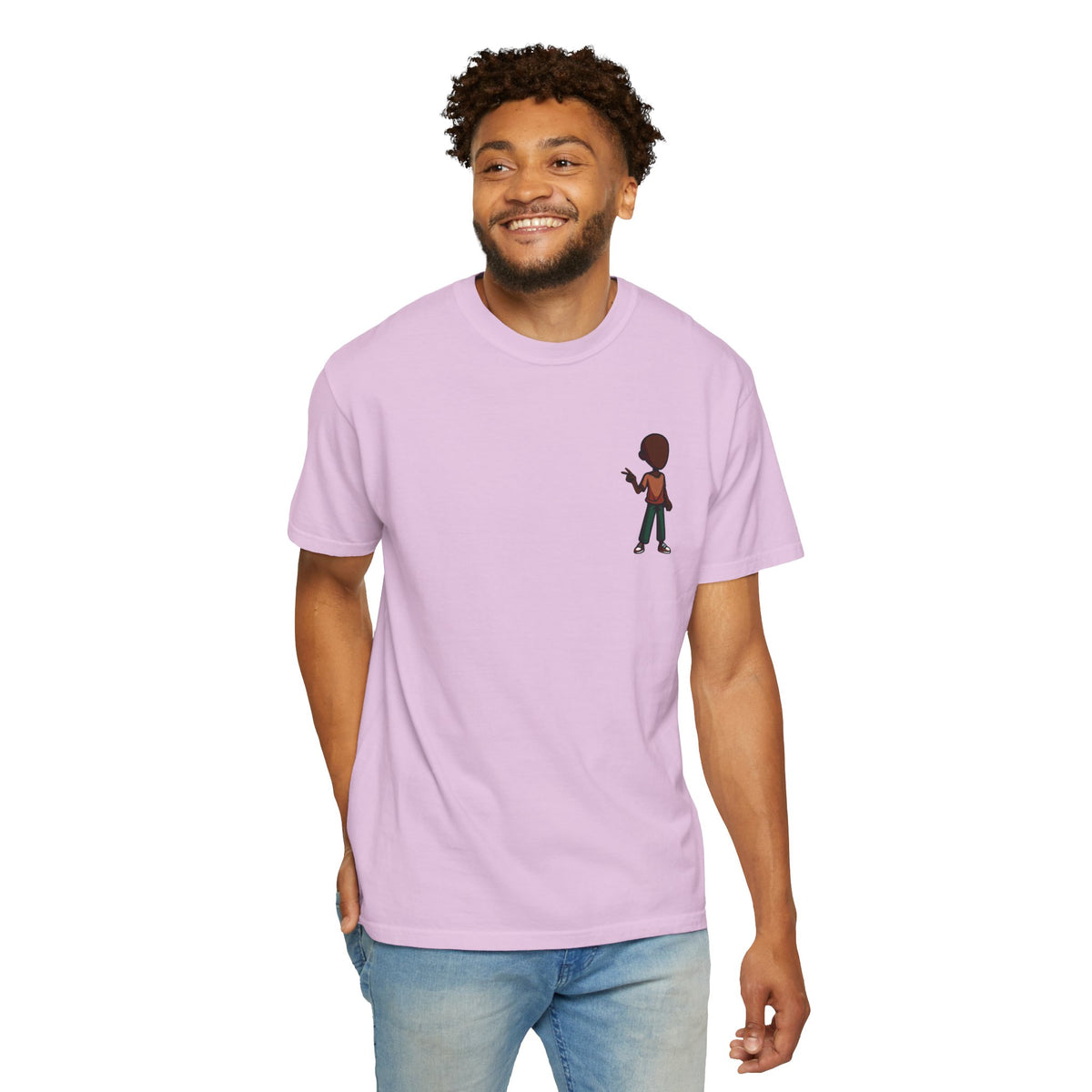 Minimalist Little Boy Graphic T-Shirt — Small Chest Illustration, Casual Kids/Youth Tee