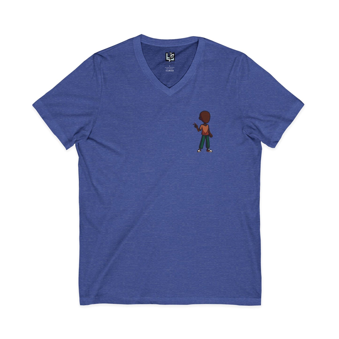 Minimalist Kid with Phone V-Neck Tee
