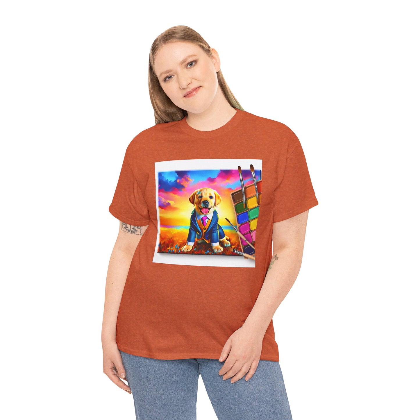 Playful Dog Art Unisex Heavy Cotton Tee