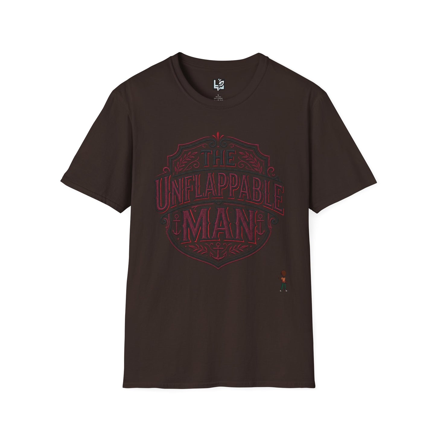 The Unflappable Man T-Shirt — Vintage Shield Graphic Tee for Confident Guys