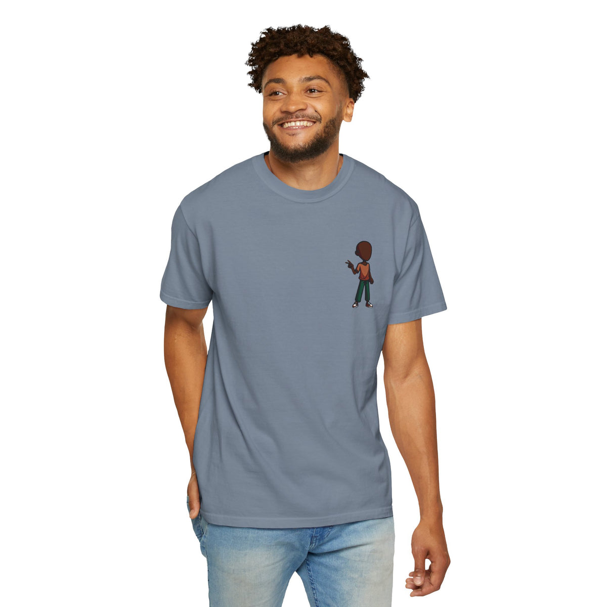 Minimalist Little Boy Graphic T-Shirt — Small Chest Illustration, Casual Kids/Youth Tee