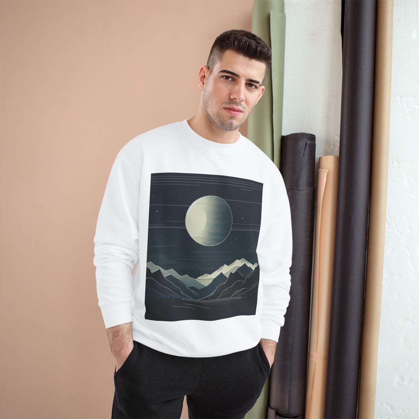 Celestial Mountains Champion Sweatshirt - Cozy Night Sky Design