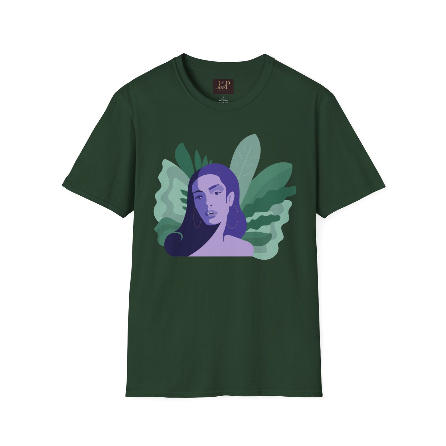 Chic Botanical Portrait T-Shirt for Nature Lovers