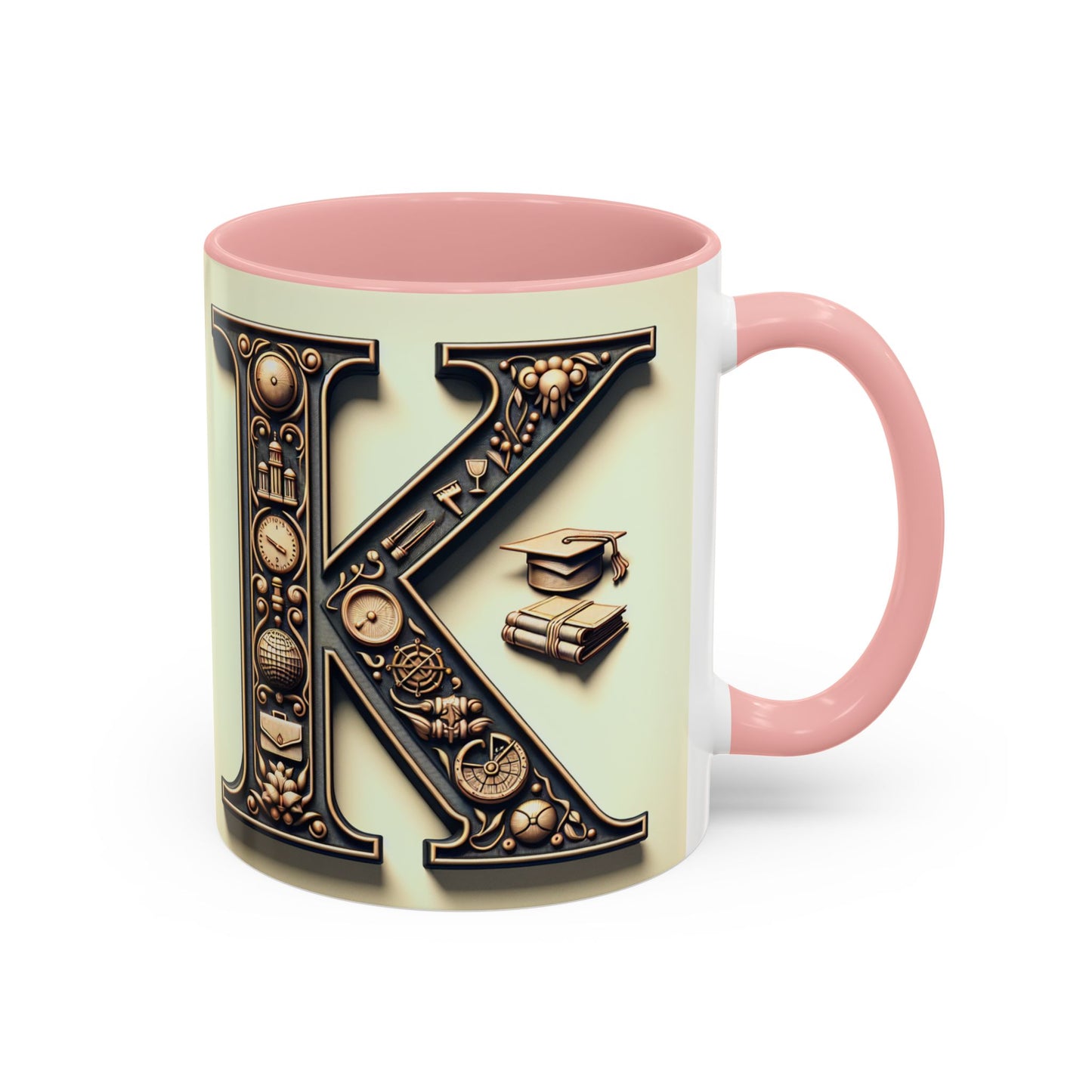 Personalized Initial K Accent Coffee Mug - Perfect Gift for Graduates or Book Lovers