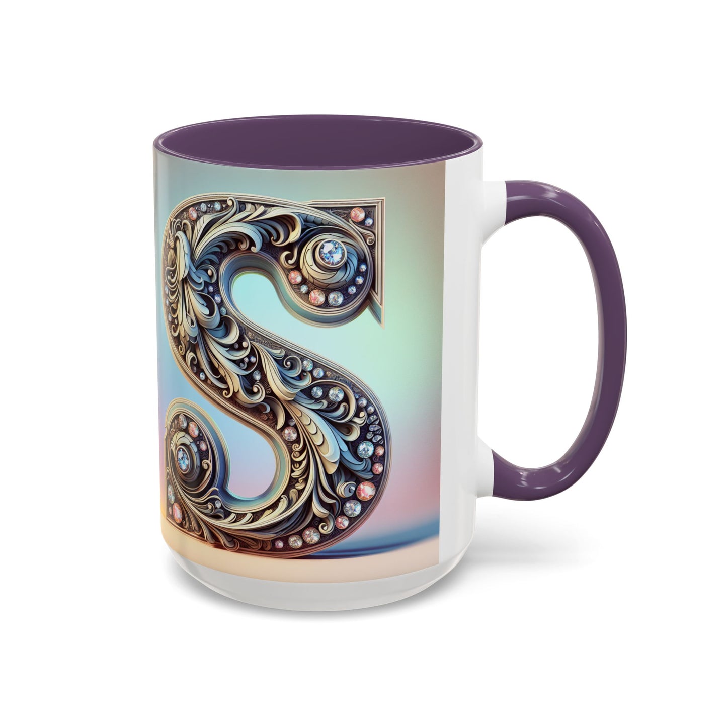 Elegant Initial Accent Coffee Mug - Personalized Embellished Design 11oz & 15oz